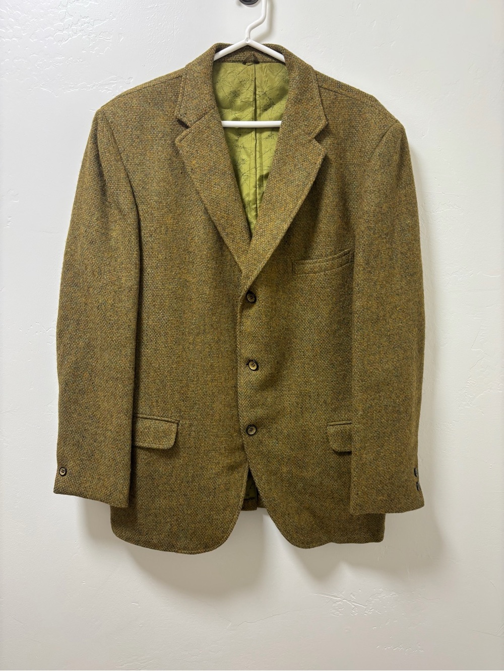 Vintage Harris Tweed 100% Virgin Scottish Wool Blazer Jacket Brown/Olive 42R